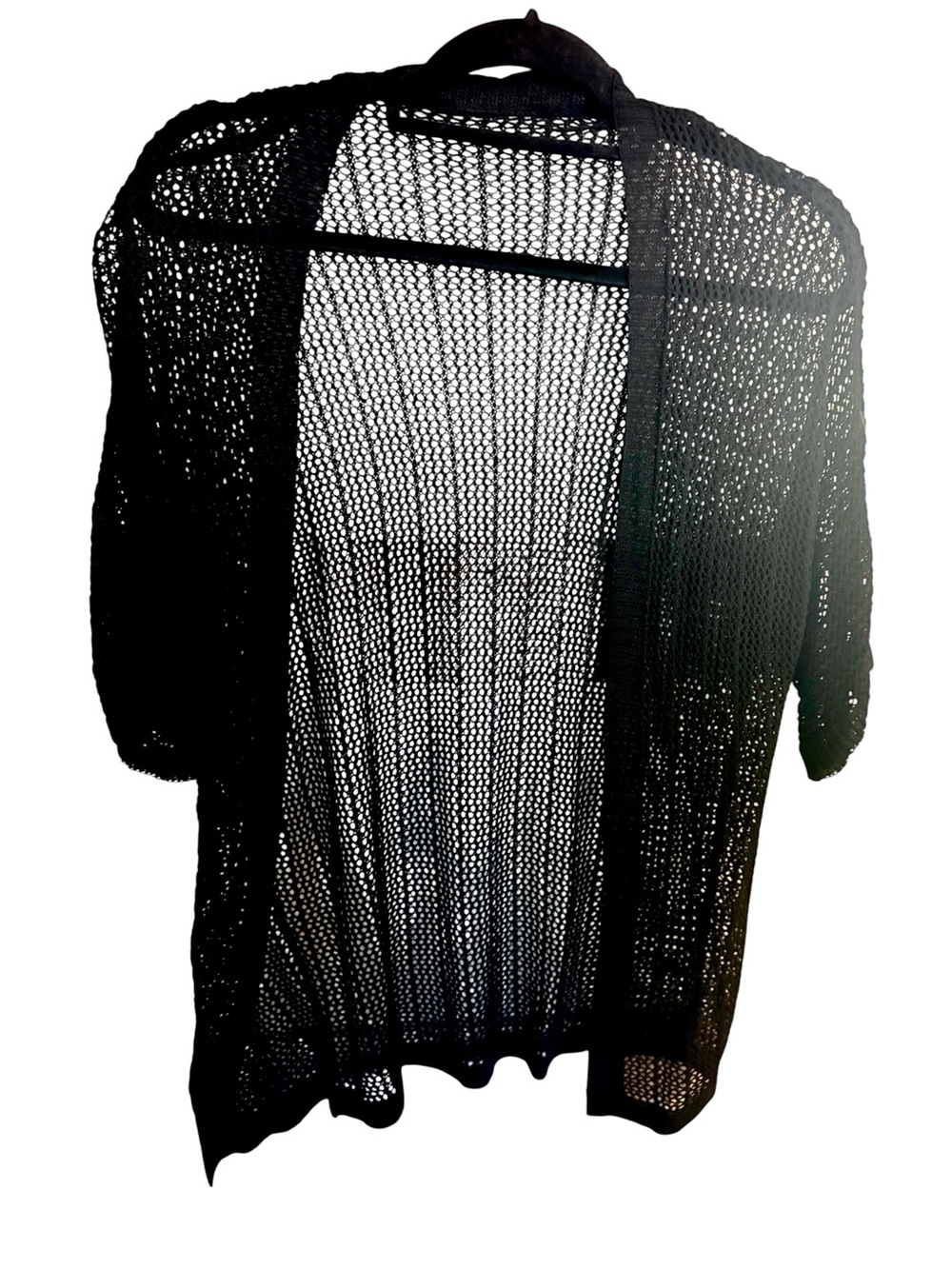 Women’s Black Open-Knit Women's Cardigan Sweater Size Large
